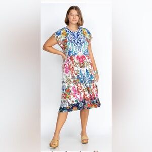 Johnny Was SHELLINAY TIERED TEA LENGTH DRESS